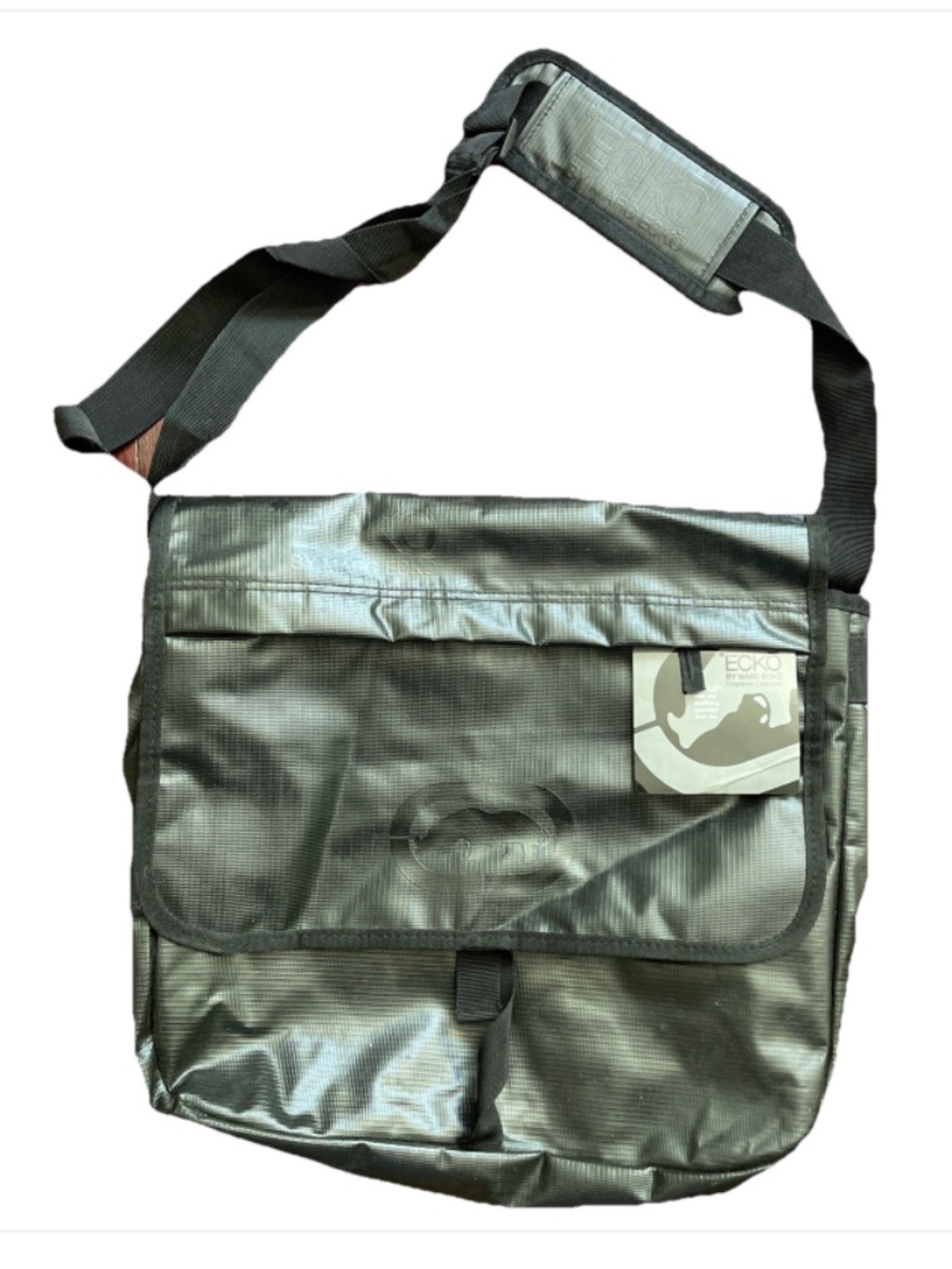 Marc Ecko Black Waterproof Messenger Bag travel laptop 15”x13” NWT vintage 90s